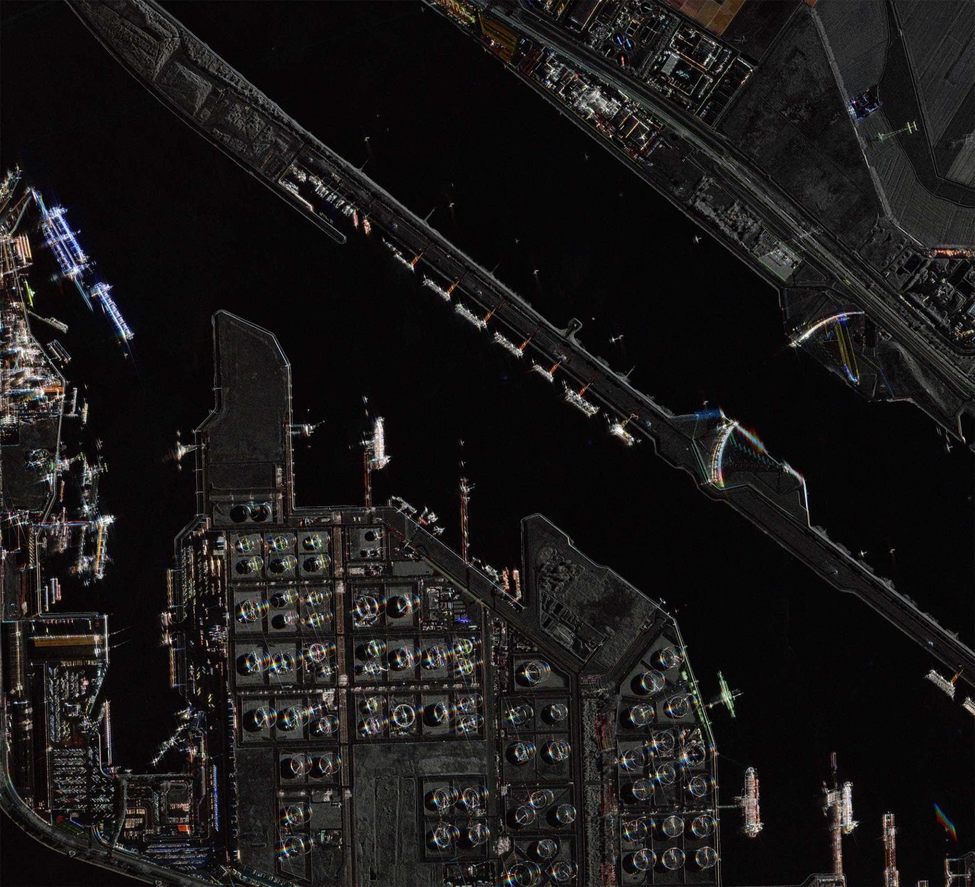 Satellite radar image of a harbour